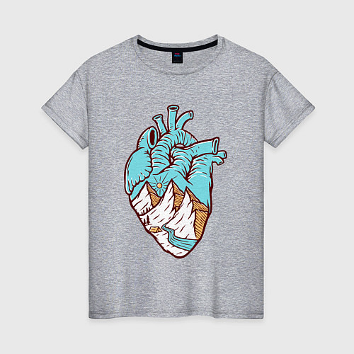 Женская футболка Сердце и горы / Меланж – фото 1