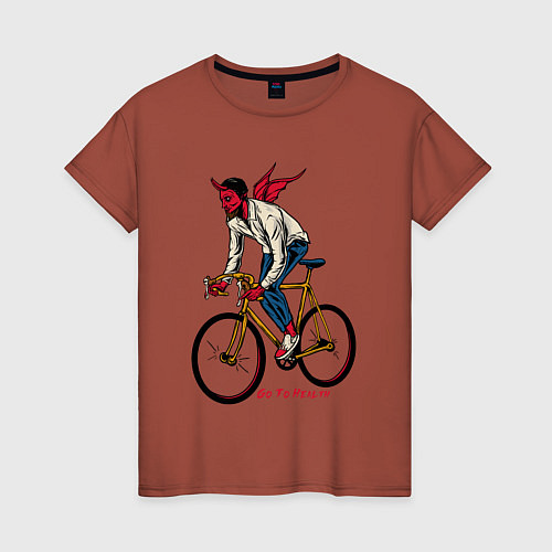Женская футболка Демон велосипедист / Кирпичный – фото 1