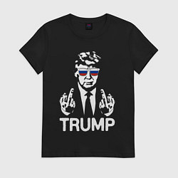 Футболка хлопковая женская Трамп наш, цвет: черный