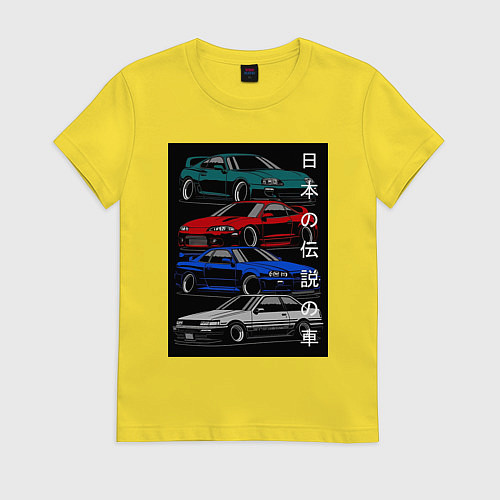 Женская футболка JDM автомобили / Желтый – фото 1