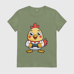 Женская футболка Цыпленок геймер