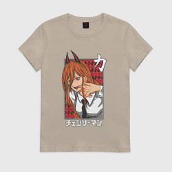 Женская футболка Человек-бензопила Пауэр с рогами