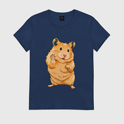 Женская футболка Милый хомяк машет лапкой