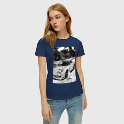 Футболка хлопковая женская Mazda rx-7 авто, цвет: тёмно-синий — фото 2