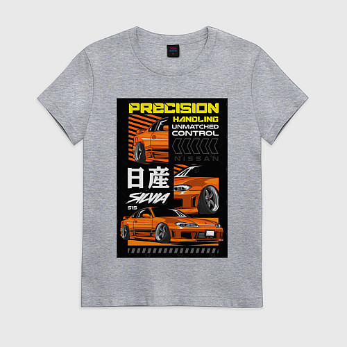 Женская футболка Nissan Silvia авто / Меланж – фото 1