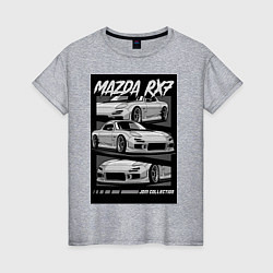 Футболка хлопковая женская Mazda rx-7 JDM авто, цвет: меланж