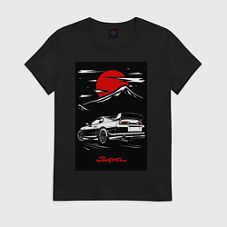Футболка хлопковая женская Toyota Supra jdm гоночный, цвет: черный