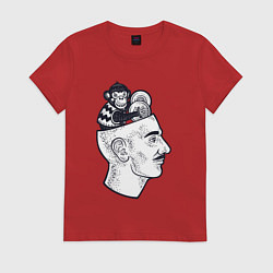 Женская футболка Обезьяна в голове