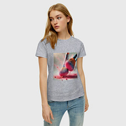 Футболка хлопковая женская Розовый макияжный вихрь, цвет: меланж — фото 2