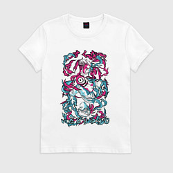 Женская футболка Магическая битва Итадори х Сукуна неон