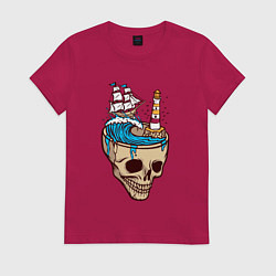 Женская футболка Кораблик в черепе