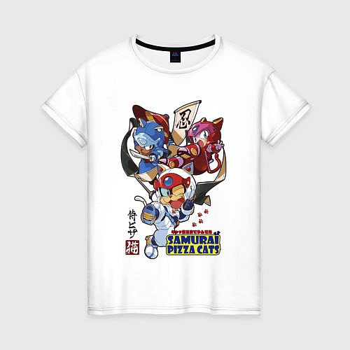 Женская футболка Samurai pizza cats / Белый – фото 1