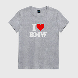 Футболка хлопковая женская I love my BMW, цвет: меланж
