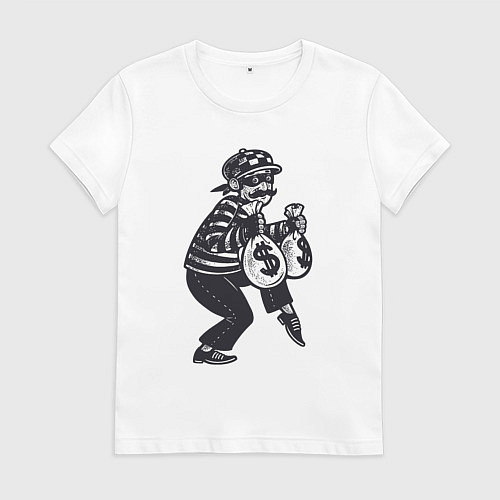 Женская футболка Вор с мешками денег / Белый – фото 1