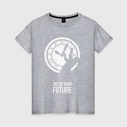 Футболка хлопковая женская Back to the future clocks, цвет: меланж