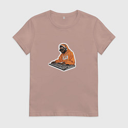 Футболка хлопковая женская Диджей спейс, цвет: пыльно-розовый