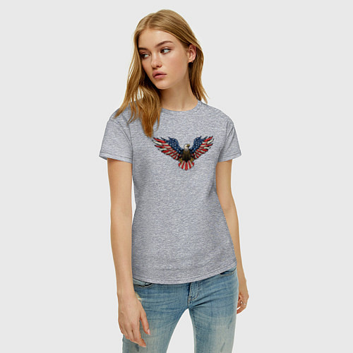 Женская футболка USA eagle / Меланж – фото 3