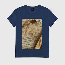 Женская футболка Листы с нотами