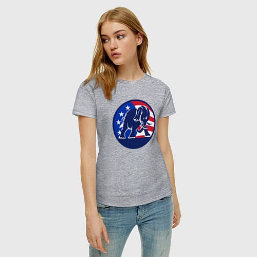 Женская футболка Слон - США / Меланж – фото 3