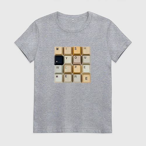 Женская футболка Wish you - клавиши клавиатуры / Меланж – фото 1