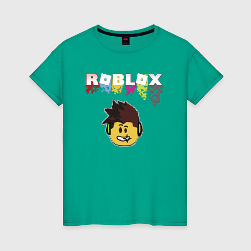 Женская футболка Roblox pixel - роблокс пиксель видеоигра для детей / Зеленый – фото 1