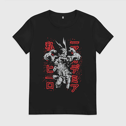 Женская футболка Моя геройская академия Изуку Мидория All Might / Черный – фото 1