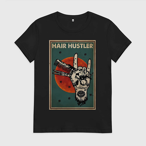 Женская футболка Парикмахер ножницы / Черный – фото 1