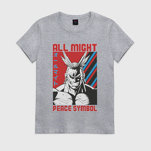 Женская футболка Моя геройская академия All Might pease symbol / Меланж – фото 1