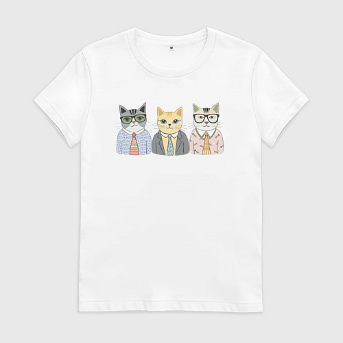 Женская футболка Деловые котики офисные / Белый – фото 1
