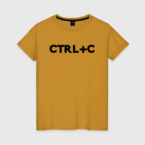 Женская футболка Иностранная надпись cntrl c / Горчичный – фото 1