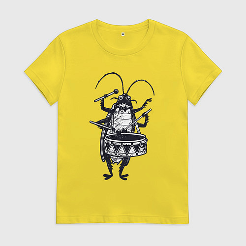 Женская футболка Таракан барабанщик / Желтый – фото 1