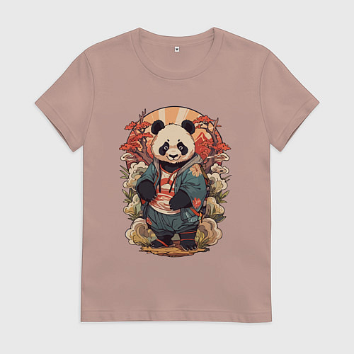 Женская футболка Панда в японском стиле / Пыльно-розовый – фото 1