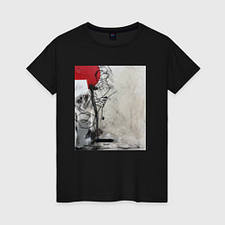 Футболка хлопковая женская Abstract Red, цвет: черный