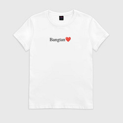Футболка хлопковая женская BTS Bangtan, цвет: белый