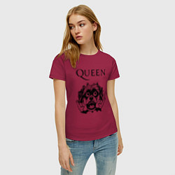 Футболка хлопковая женская Queen - rock dog, цвет: маджента — фото 2
