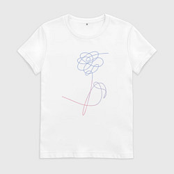 Футболка хлопковая женская BTS Flowers, цвет: белый