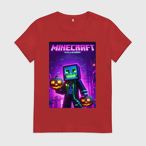 Женская футболка Minecraft - halloween neon glow / Красный – фото 1