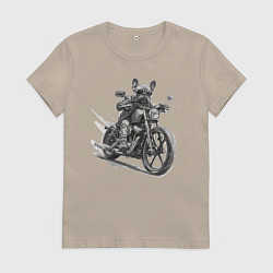 Женская футболка Французский бульдог байкер на мотоцикле чоппере