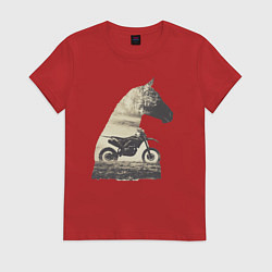 Женская футболка Мотокросс и Лошади, Силуэт Лошади