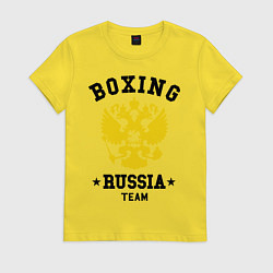Футболка хлопковая женская Boxing Russia Team, цвет: желтый