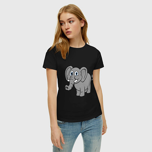 Женская футболка Милый слоник / Черный – фото 3