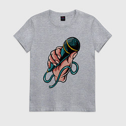 Женская футболка Микрофон в руке