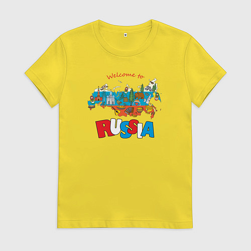 Женская футболка Добро пожаловать в Россию триколор / Желтый – фото 1