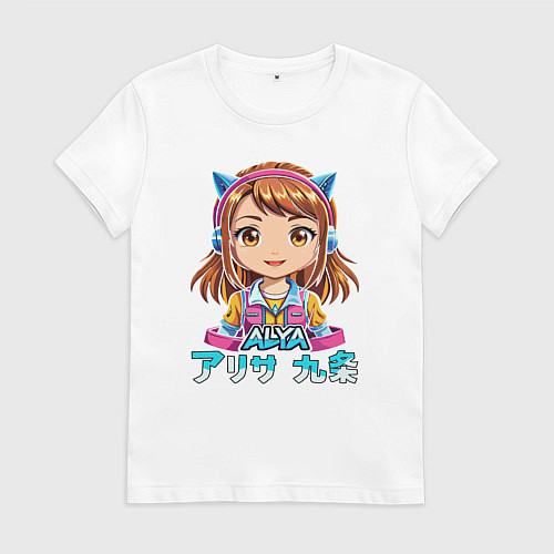 Женская футболка Аля девочка аниме по русски / Белый – фото 1