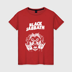 Футболка хлопковая женская Black Sabbath rock dog, цвет: красный