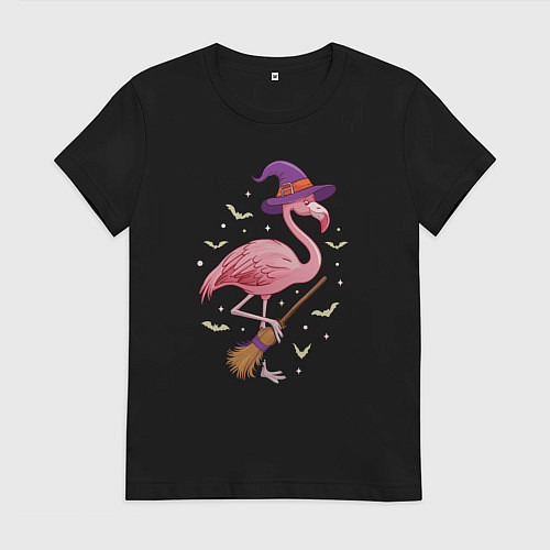 Женская футболка Фламинго хэллоуин / Черный – фото 1