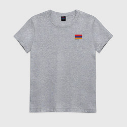 Футболка хлопковая женская Армения флаг и карта, цвет: меланж