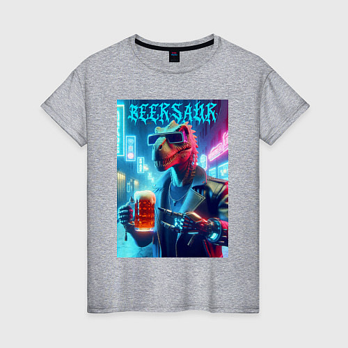 Женская футболка Cyber cool dude Dino - ai art fantasy / Меланж – фото 1