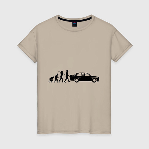 Женская футболка БМВ эволюция / Миндальный – фото 1