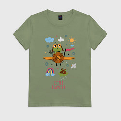 Женская футболка Лягушонок пилот
